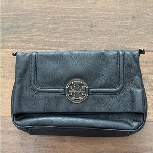Tory Burch Amanda Foldover Black Crossbody Bag No Strap